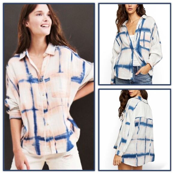 NWT Free People We The Free Washed Away Plaid Top - Picture 2 of 16